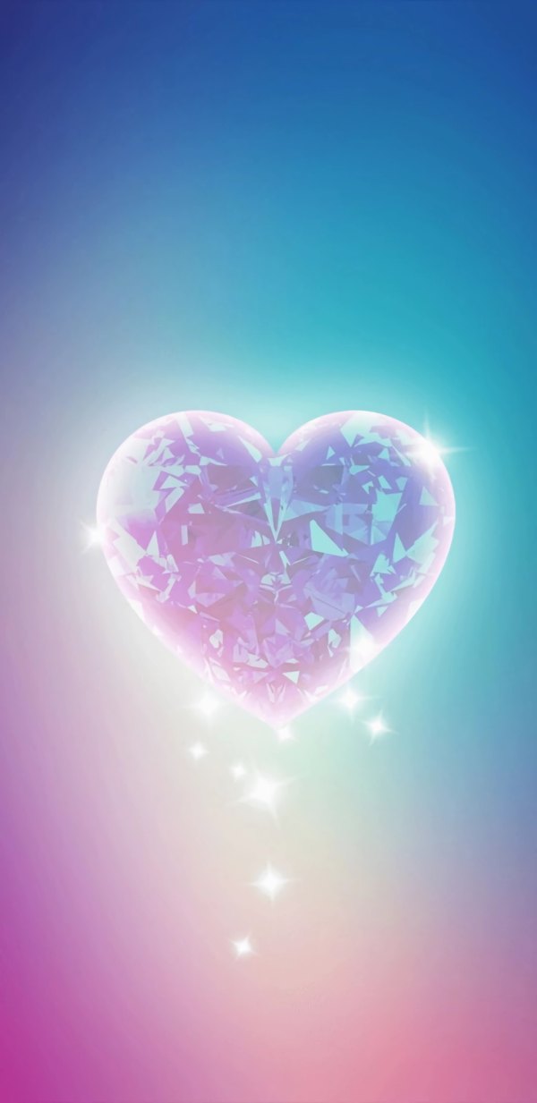 Изображение №3 1472x3024 «Голубо розовый фон со стеклянным сердцем» из коллекции «Обои Сердце, Сердечки»
