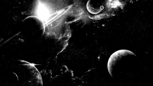 Изображение №26 1920x1080 «Чёрно белый фон с планетами» из коллекции «Чёрные обои с планетами»