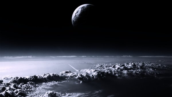 Изображение №10 1920x1080 «Вид на планету с поверхности планеты» из коллекции «Чёрные обои с планетами»