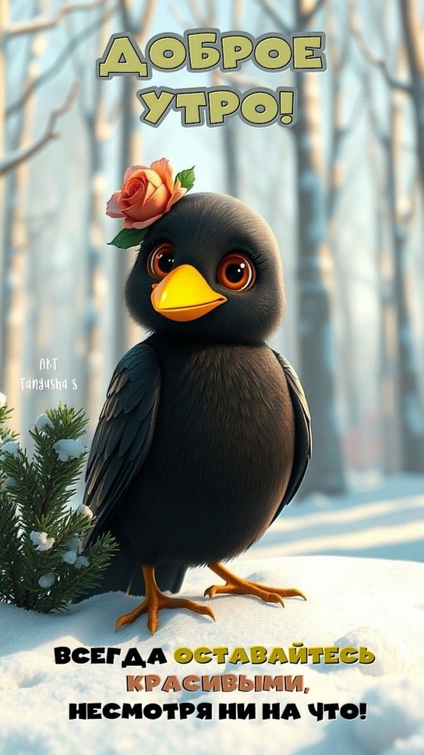 Изображение №58 720x1280 «Доброе утро! Всегда оставайтесь красивыми, несмотря ни на что!» из коллекции «Открытки «С добрым зимним утром!» с животными»