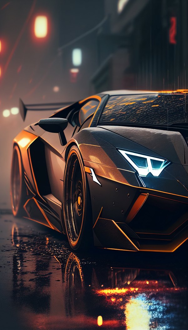 Изображение №17 914x1600 «Черно желтая Ламба» из коллекции «Обои Неоновые Машины»