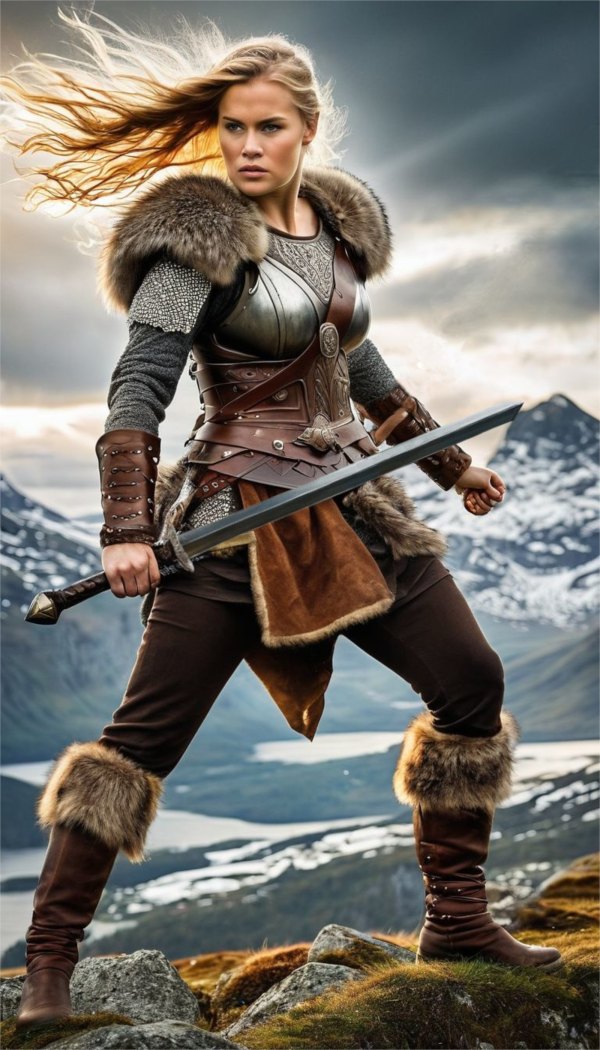 Изображение №18 2000x3500 «Девушка Викинг с мечом, горы, ИИ генерация» из коллекции «Обои Викинги (Vikings)»