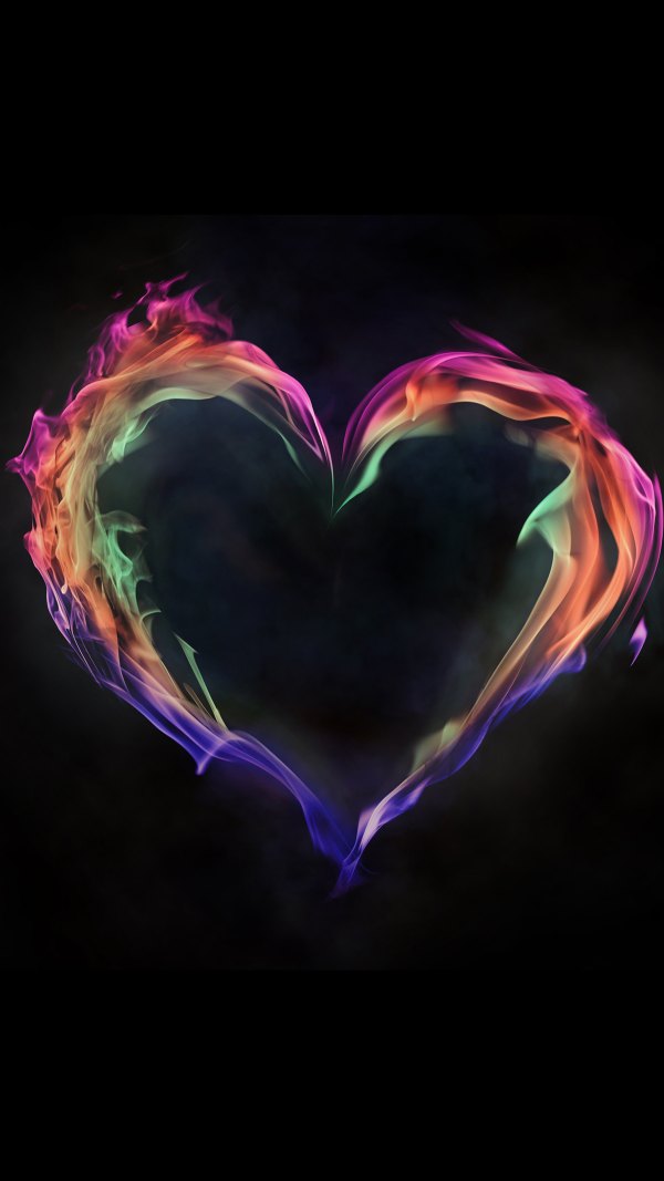 Изображение №15 2160x3840 «Сердце из разноцветного пламени огня» из коллекции «Обои Сердце, Сердечки»