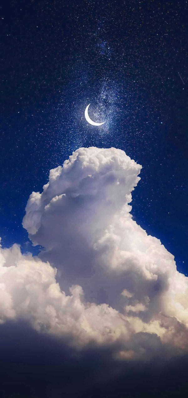Изображение №57 1422x3000 «Синее небо со звездами, месяц, облако» из коллекции «Обои Звёздное Небо»