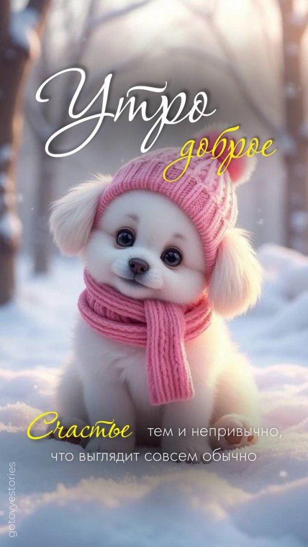 Изображение №33 720x1280 «Утро доброе! Счастье тем и непривычно, что выглядит обычно.» из коллекции «Открытки «С добрым зимним утром!» с животными»
