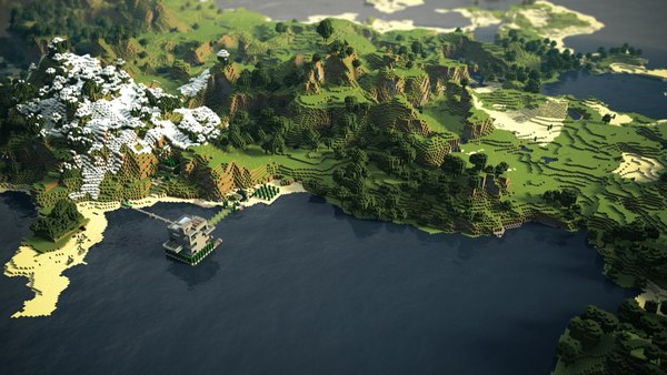 Изображение №26 1920x1080 «Квадартный мир игры Minecraft с высоты» из коллекции «Обои Майнкрафт (Minecraft)»