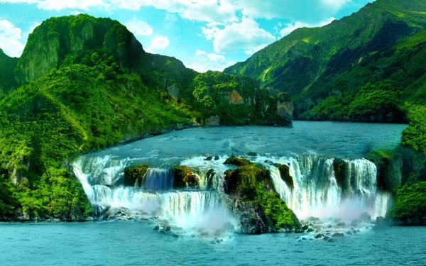 Изображение №3 1920x1200 «Водопад, зеленая природа» из коллекции «Обои Водопад»