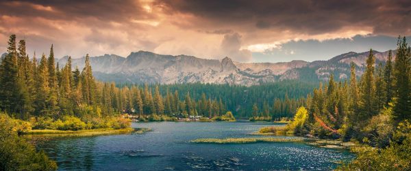 Изображение №2 3440x1440 «Красивый пейзаж, горный хребет, лес, озеро» из коллекции «Широкоформатные обои 3440x1440»