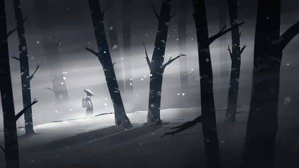 Изображение №22 3840x2160 «Арт ночь зимний лес» из коллекции «Обои Зимняя Ночь»