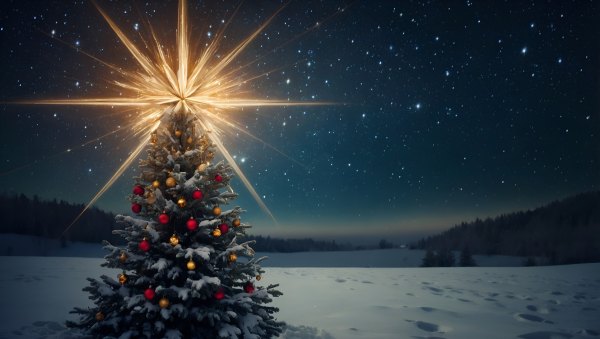 Изображение №17 4084x2310 «Яркая звезда на ёлке зимой» из коллекции «Новогодние Обои»