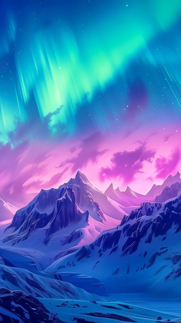 Изображение №11 1080x1920 «Горы, северное сияние, арт» из коллекции «Обои Северное Сияние»