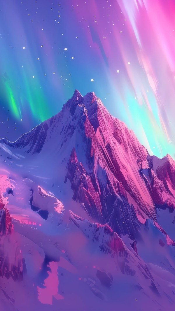 Изображение №10 1080x1920 «Красивый арт, северное сияние, гора» из коллекции «Обои Северное Сияние»