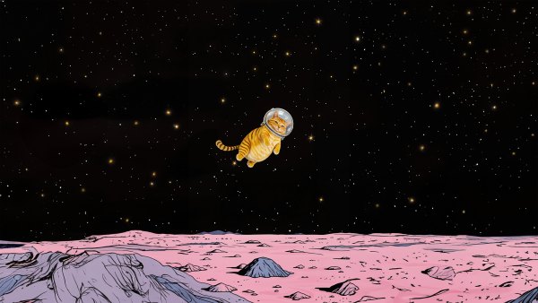 Изображение №4 5120x2880 «Арт Рыжий кот в космосе» из коллекции «Обои Кот в Космосе»