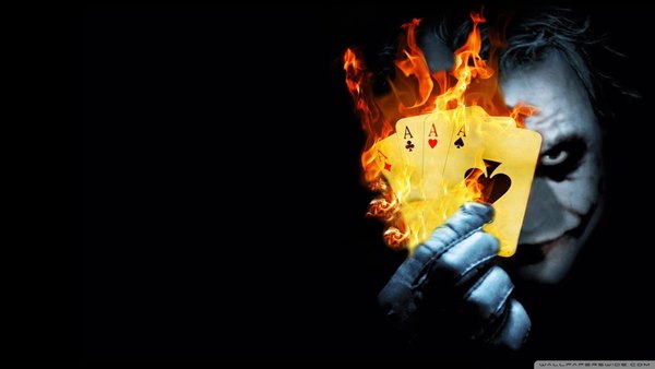 Изображение №2 1920x1080 «Джокер с горящими тузами в руке» из коллекции «Обои Джокер (Joker)»