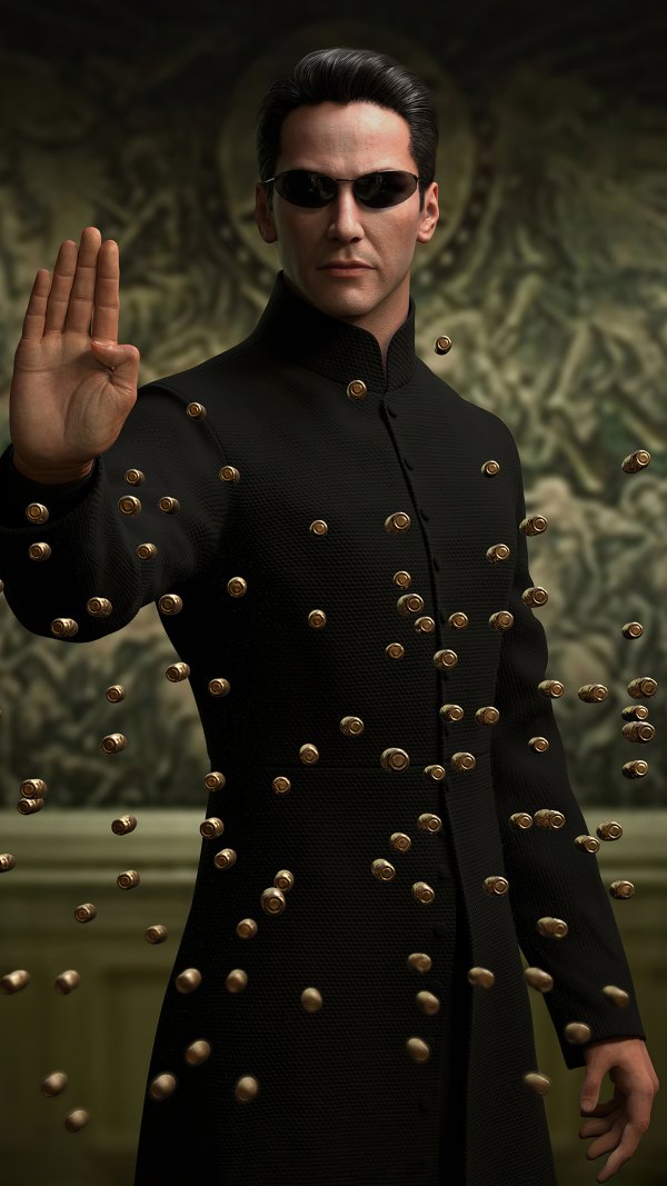 Изображение №4 1440x2560 «Нео останавливает пули, фильм Матрица» из коллекции «Обои Матрица (The Matrix)»