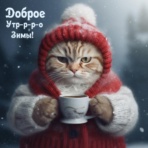 Изображение №26 626x626 «Доброе утро зимы! Прикольный кот в свитере.» из коллекции «Открытки «С добрым зимним утром!» с животными»
