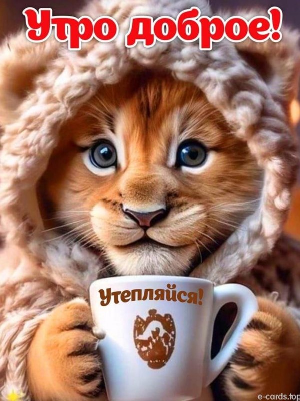 Изображение №16 960x1280 «Утро доброе! Львёнок.» из коллекции «Открытки «С добрым зимним утром!» с животными»