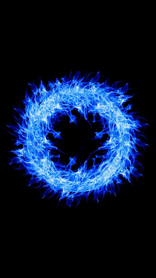 Изображение №25 1440x2560 «Синий огненный круг на черном фоне» из коллекции «Синие Обои»