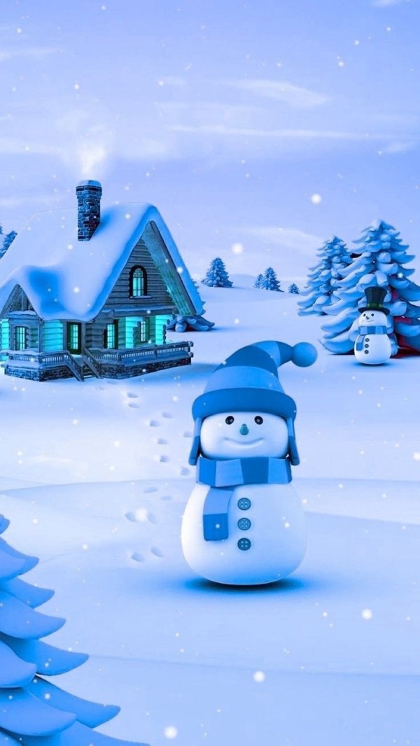 Изображение №7 736x1308 «Снеговики у дома зимой» из коллекции «Обои Снеговик»