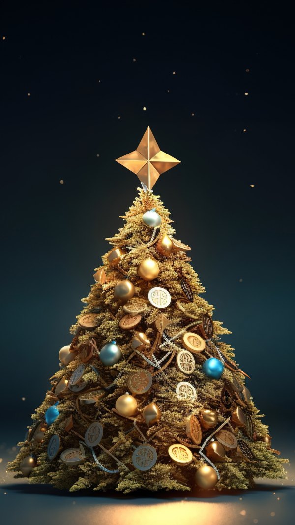 Изображение №4 1440x2560 «Золотая новогодняя ёлка» из коллекции «Обои Новогодняя Ёлка»