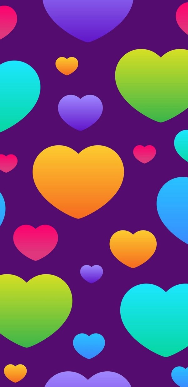 Изображение №19 1080x2220 «Яркий фон с разноцветными сердцами» из коллекции «Обои Сердце, Сердечки»