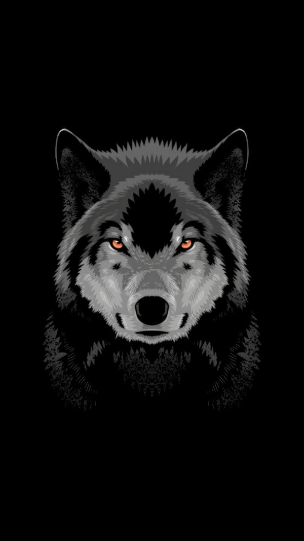Изображение №8 1440x2560 «Волк на черном фоне» из коллекции «Обои Волки»