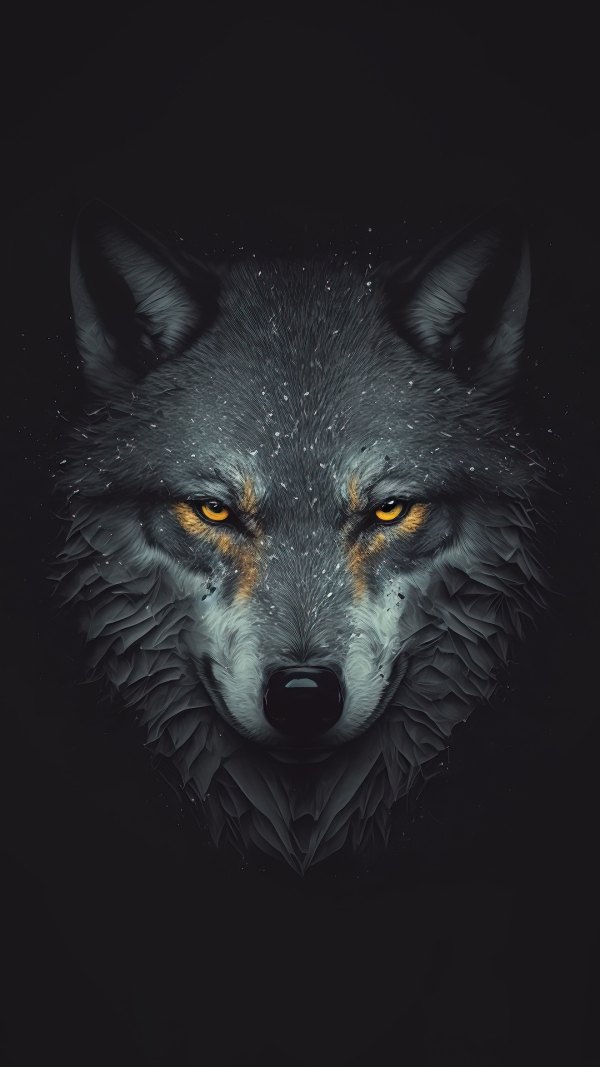 Изображение №2 1080x1920 «Черные обои с волком» из коллекции «Обои Волки»
