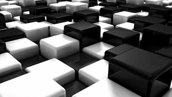 Изображение №11 3840x2160 «Черные и белые 3D кубы 4k» из коллекции «Чёрно-белые Обои 4k»