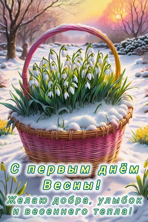 Изображение №6 1200x1800 «С первым днём весны! Желаю добра, улыбок и весеннего тепла!» из коллекции «Открытки «С Весной!»»