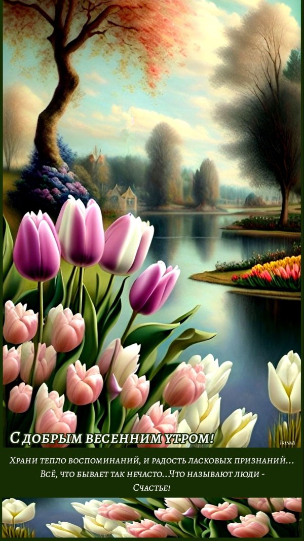 Изображение №67 1215x2160 «Доброе утро! Весенний сказочный пейзаж, цветы» из коллекции «Открытки «С добрым весенним утром!»»