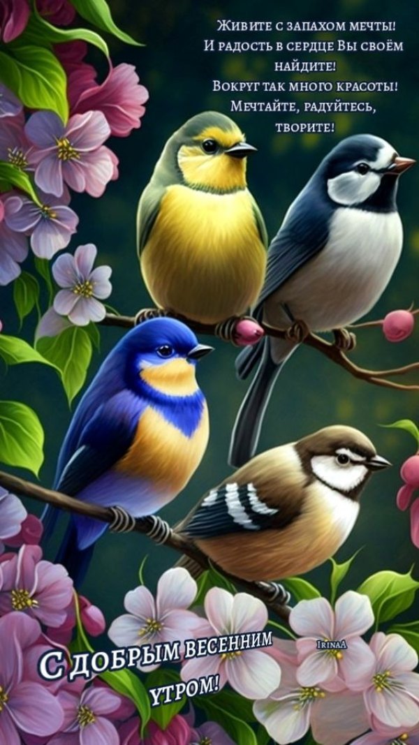 Изображение №49 564x1003 «С добрым весенным утром, птицы, цветы» из коллекции «Открытки «С добрым весенним утром!»»