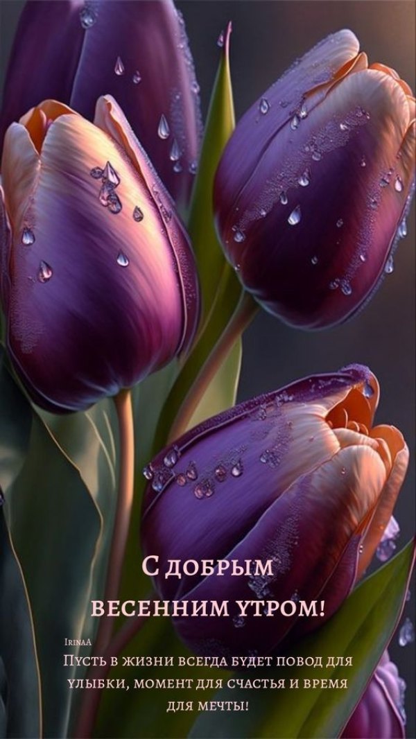Изображение №15 564x1002 «С добрым весенным утром, необычные красивые тюльпаны» из коллекции «Открытки «С добрым весенним утром!»»