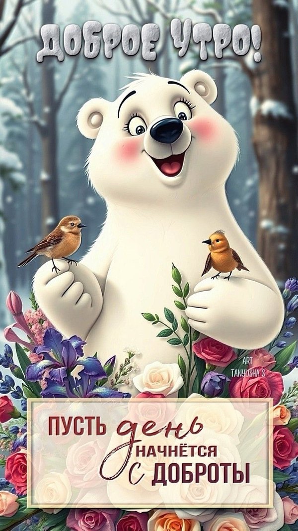 Изображение №63 720x1280 «Доброе утро! Пусть день начнется с доброты!» из коллекции «Открытки «С добрым зимним утром!» с животными»