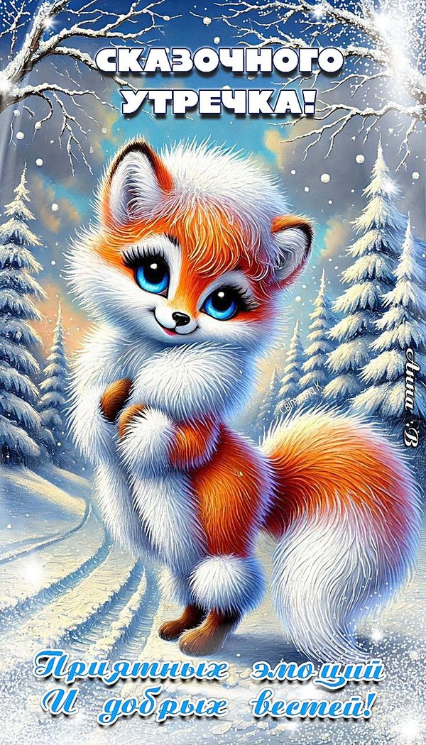 Изображение №43 736x1288 «Сказачного утречка! Приятных эмоций и добрых вестей!» из коллекции «Открытки «С добрым зимним утром!» с животными»