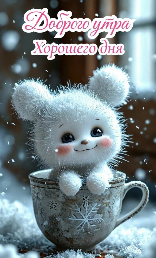 Изображение №45 736x1215 «Милая зимняя открытка Доброго утра, хорошего дня!» из коллекции «Открытки «С добрым зимним утром!» с животными»