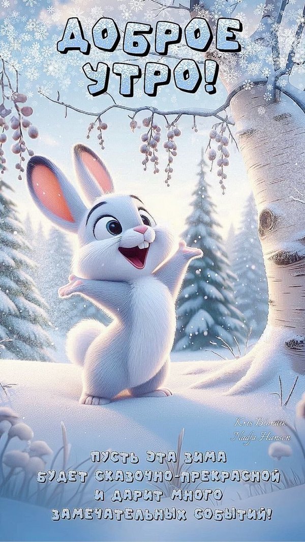 Изображение №65 736x1308 из коллекции «Открытки «С добрым зимним утром!» с животными»