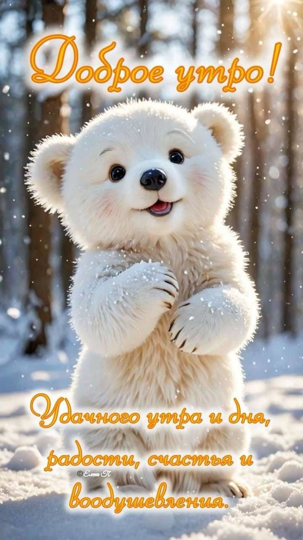 Изображение №49 720x1280 «Удачного утра и дня, радости, счастья и воодушевления!» из коллекции «Открытки «С добрым зимним утром!» с животными»