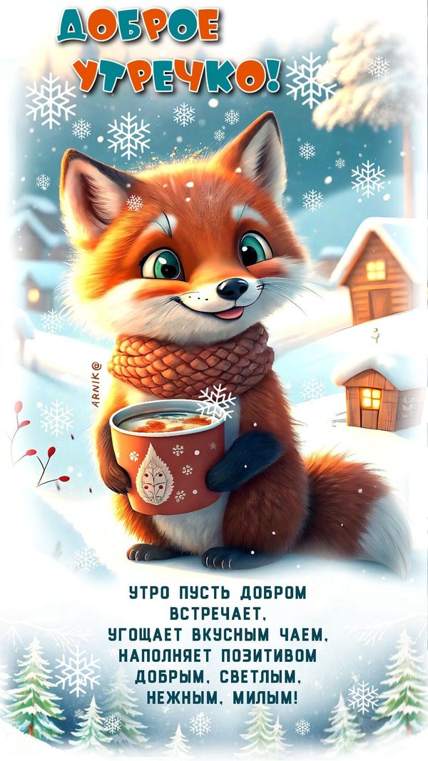 Изображение №42 1080x1920 из коллекции «Открытки «С добрым зимним утром!» с животными»