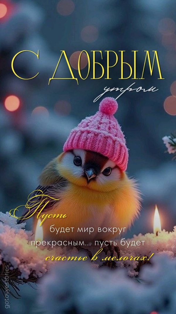 Изображение №44 720x1280 «С добрым утром! Пусть будет мир вокруг прекрасным...» из коллекции «Открытки «С добрым зимним утром!» с животными»