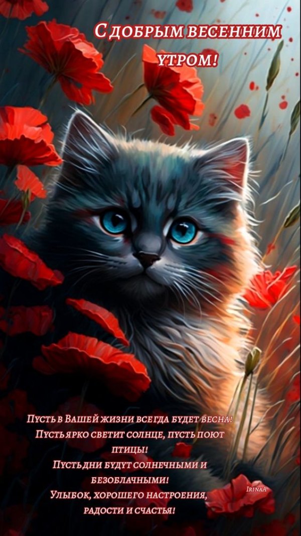 Изображение №64 564x1003 «С добрым весенным утром, котенок и маки» из коллекции «Открытки «С добрым весенним утром!»»