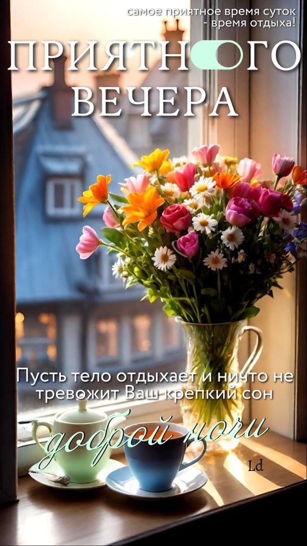 Изображение №11 736x1308 «Приятного вечера! Доброй ночи!» из коллекции «Весенние открытки «Хорошего доброго вечера!»»
