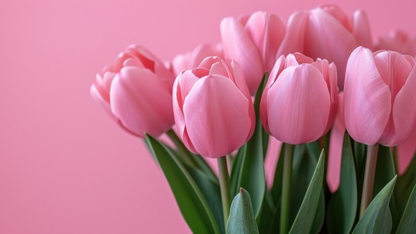 Изображение №4 3840x2160 «Красивые розовые тюльпаны на розовом фоне 4k» из коллекции «Обои Тюльпаны»