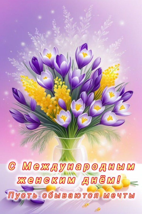 Изображение №35 736x1104 «С международным женским днем! Пусть сбываются мечты!» из коллекции «Красивые открытки «С 8 марта!»»