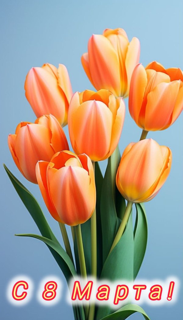 Изображение №30 1097x1920 «С 8 марта! Оранжевые тюльпаны.» из коллекции «Красивые открытки «С 8 марта!»»