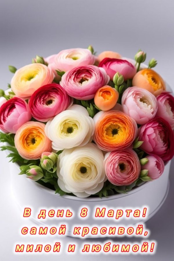 Изображение №45 736x1104 «В день 8 марта самой красивой, милой и любимой!» из коллекции «Красивые открытки «С 8 марта!»»