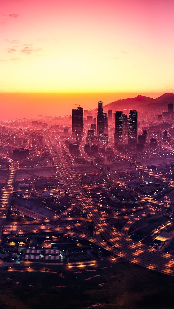 Изображение №14 1080x1920 «Красивый вид на город Лос Сантос, закат ГТА 5» из коллекции «Обои ГТА 5, GTA 5, Grand Theft Auto V»