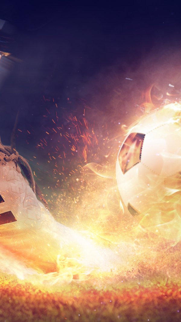 Изображение №20 1440x2560 «Огненный удар ногой по футбольному мячу» из коллекции «Обои Футбол»