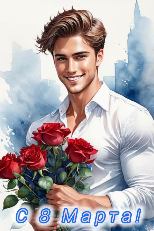 Изображение №43 1280x1920 «Открытка С 8 марта. Парень с цветами.» из коллекции «Красивые открытки «С 8 марта!»»