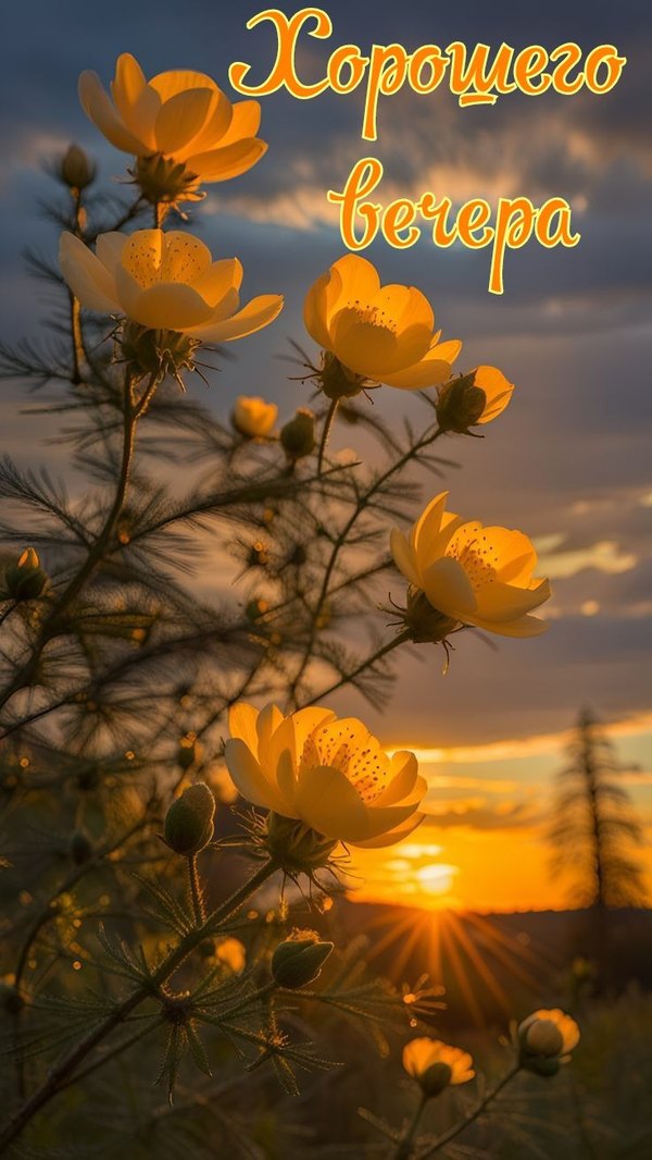 Изображение №28 736x1308 «Открытка Хорошего вечера! Закат, цветы.» из коллекции «Летние открытки «Хорошего доброго вечера!»»