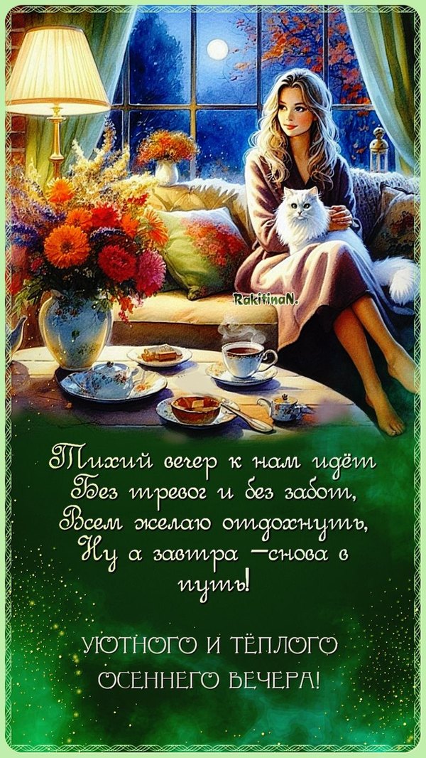 Изображение №56 804x1428 «Уютного и тёплого осеннего вечера!» из коллекции «Осенние открытки «Хорошего доброго вечера!»»